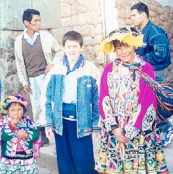 Indian girls in traditional indigenous costumes, Cusco, Per� street scene (with Joshua Cobin)