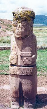Carved idol at the Tiwanaku ruins near Tambillo, Bolivia (45 miles west of La Paz)