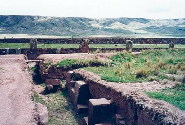 Kalasasaya temple in the Tiwanaku ruins near Tambillo, Bolivia (45 miles west of La Paz)