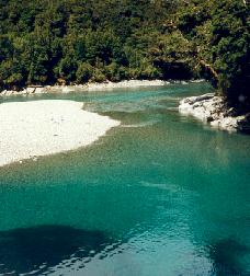 'Blue Pools' of the Makarora River in the mountains near Haast Pass, New Zealand (south central South Island)