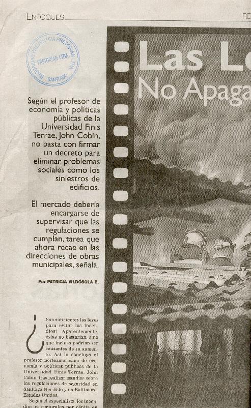 El Mercurio Report on John's fire safety regulation study A