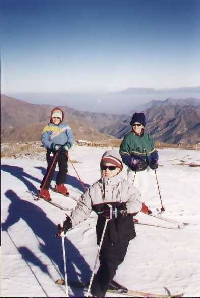 Daniel, David and Joshua skiing in La Parva (July 1999)