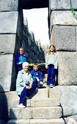 David, Grandma, Daniel and Giulia (our cousin) in Machu Picchu