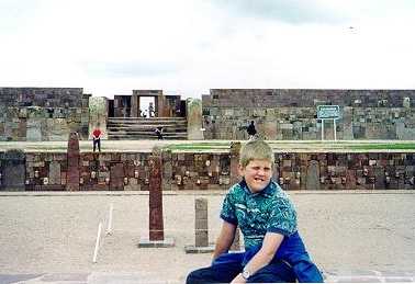 Joshua, Daniel and David in Tiwanaku, Peru (Feb. 2000)