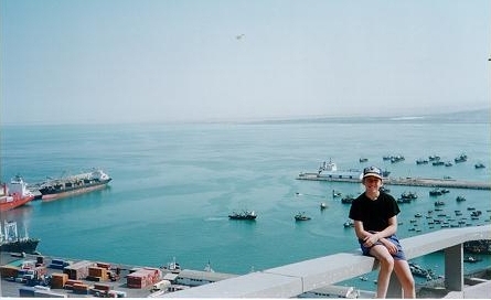 Joshua next to a port in Arica, Chile (Feb. 2000)
