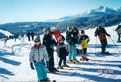 David, Grace, Matthew, Joshua, and Daniel after getting off of the gondola in Vail, Colorado (November 19, 2000)