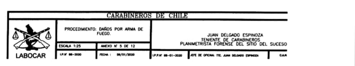 Firma del documento LABOCAR, Juan Delgado Espinoza, Teniente de Carabineros